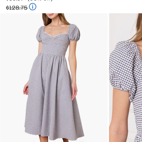 Gingham Puff Sleeve Dress - Picture 1 of 2
